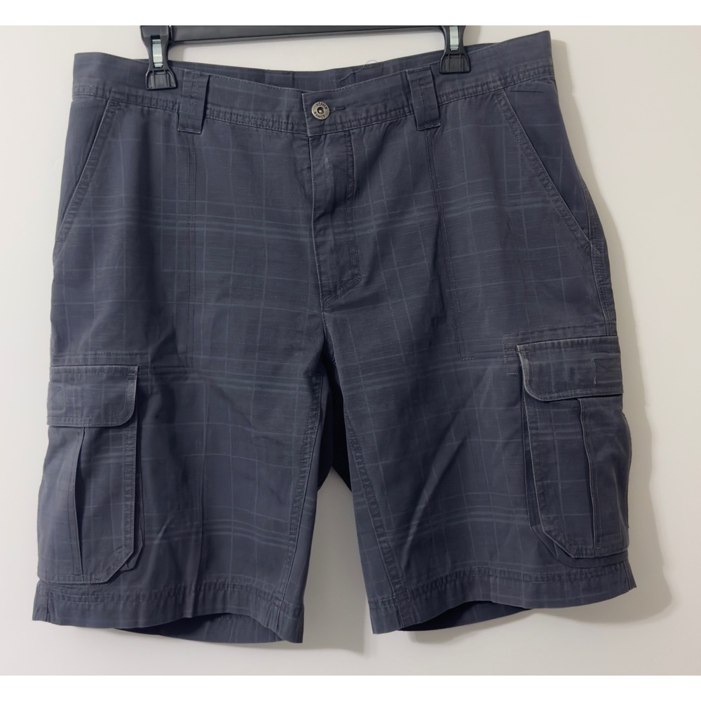 Koppen Cargo Shorts Mens 36 Gray Grid Ripstop Outdoor Utility Hiking